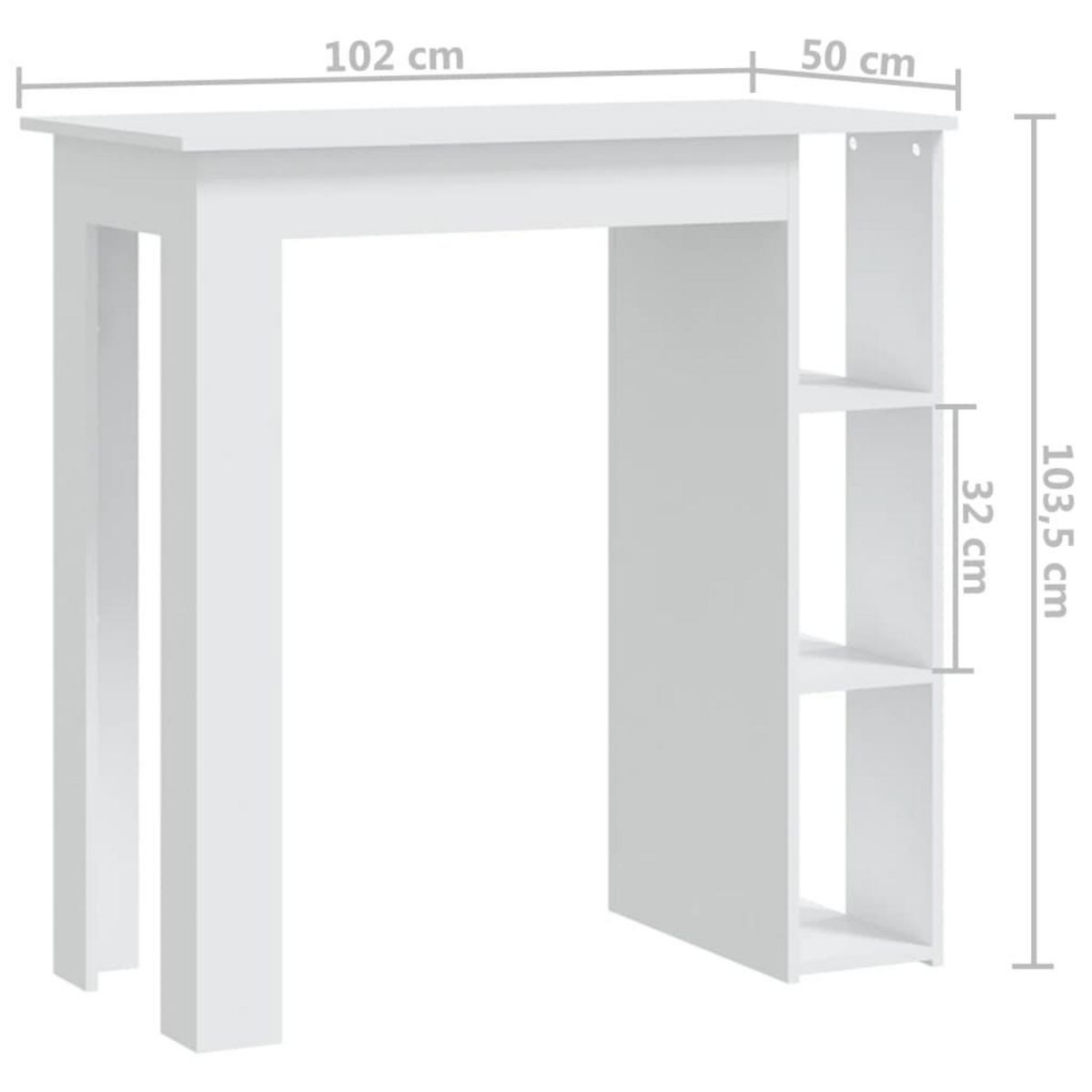 VIDAXL Table de bar et etagere Blanc 102x50x103,5 cm Bois d'ingenierie