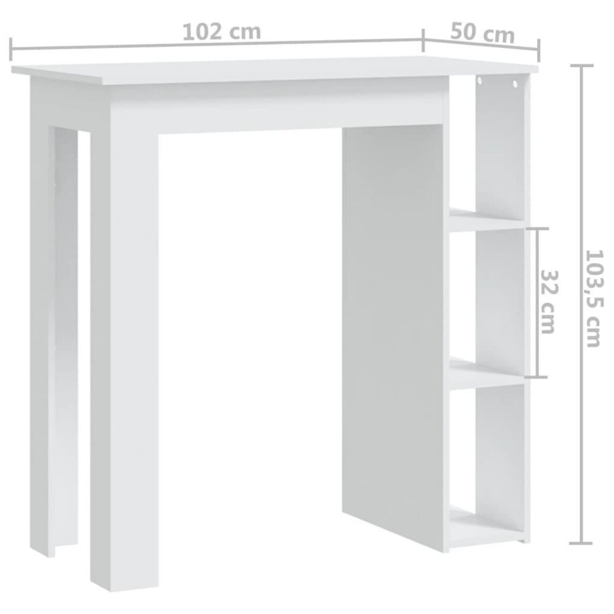 VIDAXL Table de bar et etagere Blanc 102x50x103,5 cm Bois d'ingenierie