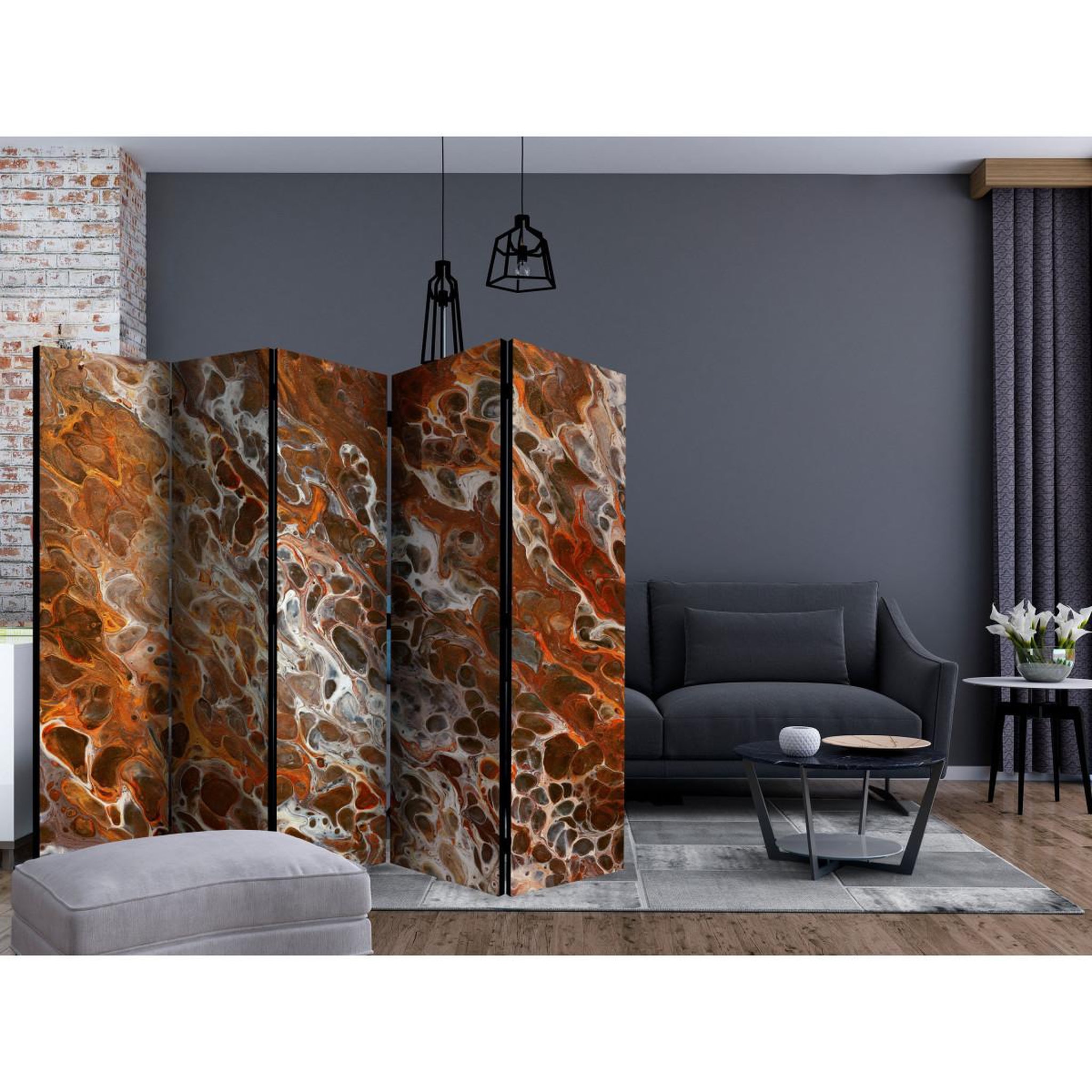 Voir la diapositive 2 : Paris Prix Paravent 5 volets  brown craters  172x225cm