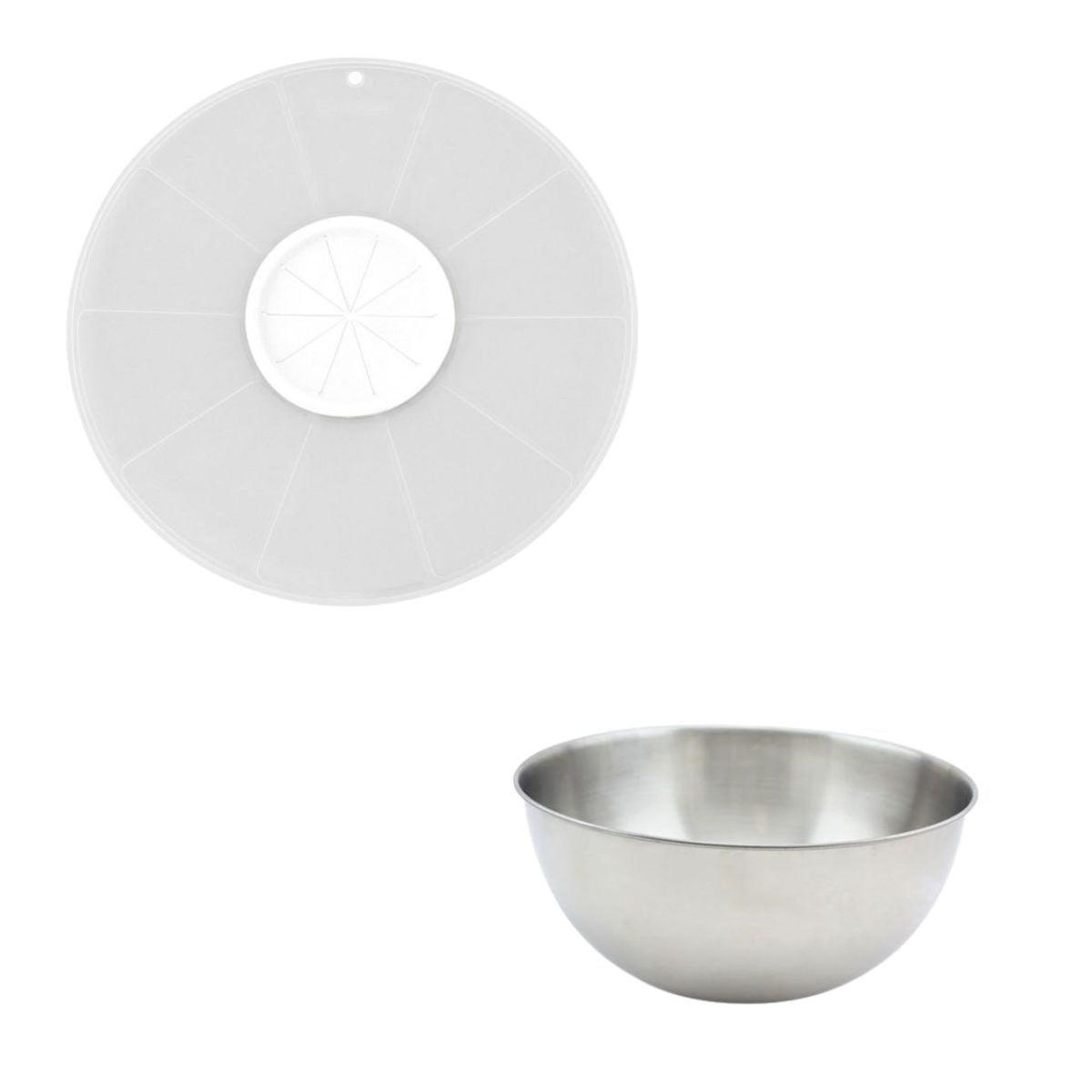 Fackelmann Duo Bol à mixer en inox et Couvercle 25 cm anti projections Fackelmann