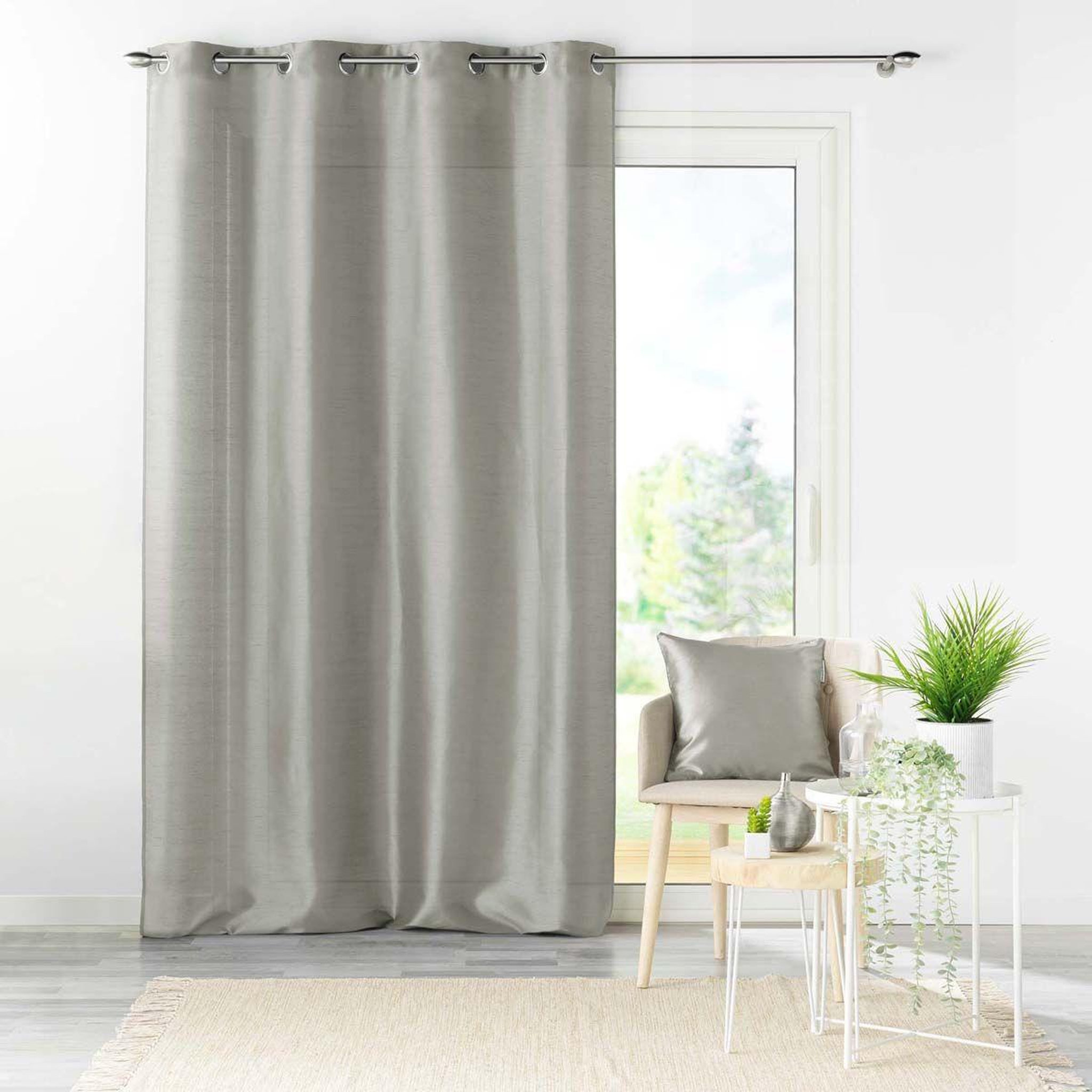 Douceur d'Intérieur Rideau à oeillets  shana  140x240cm gris perle