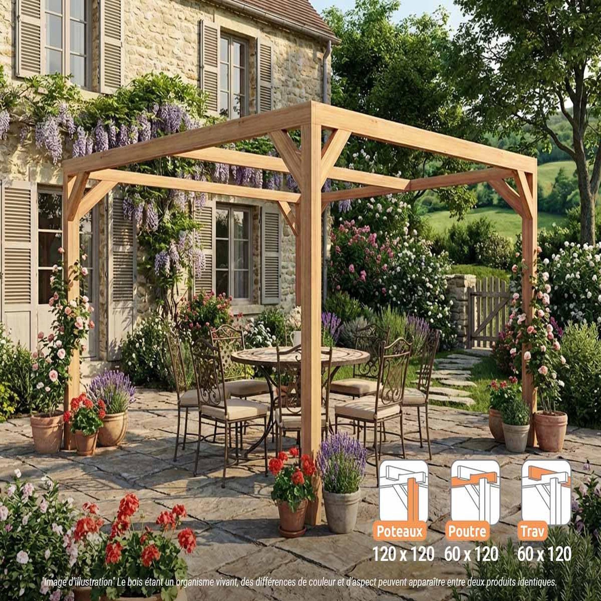 JARDIDECO Pergola en bois lamellé-collé caen 400 x 300 cm - maderland