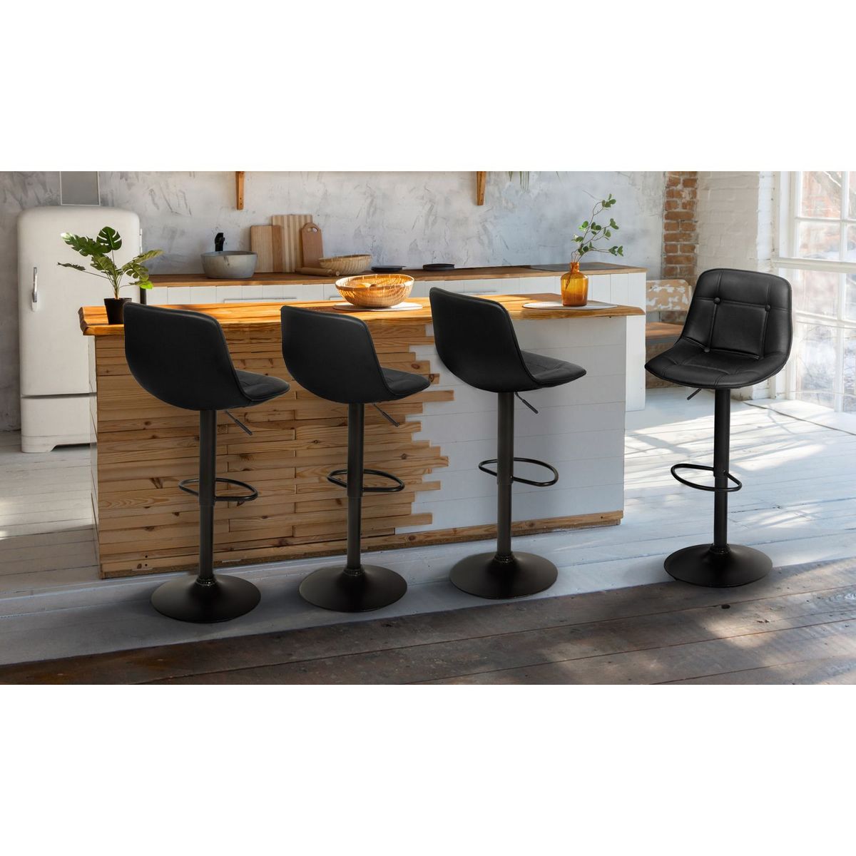 Lot de 4 tabourets de bar ajustables en hauteur MANHATTAN