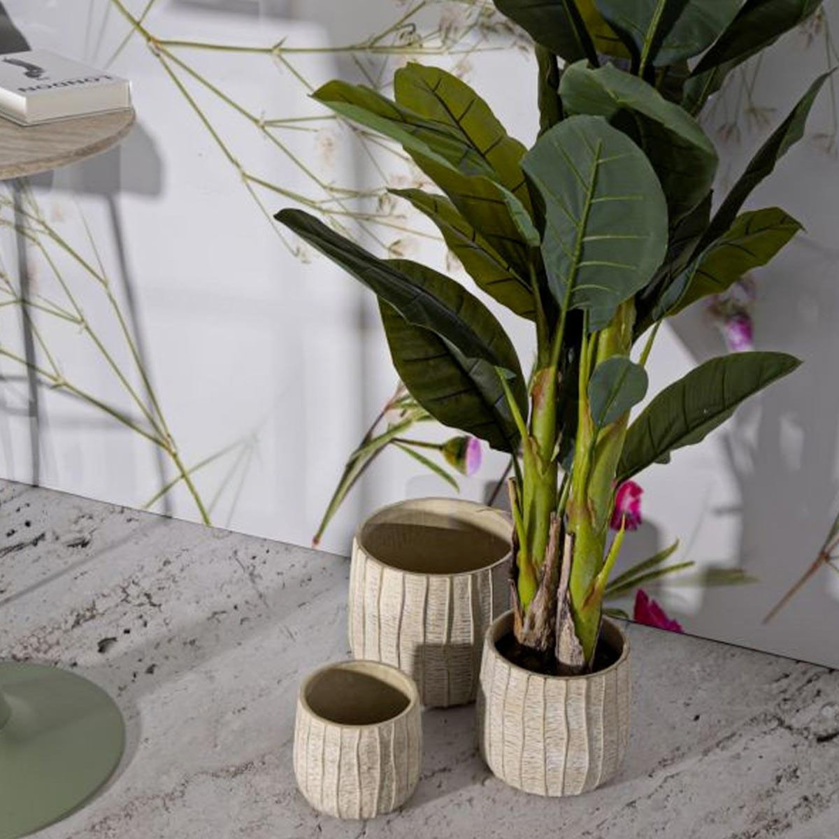 Paris Prix Lot de 3 Cache-Pots  Flake  30cm Crème
