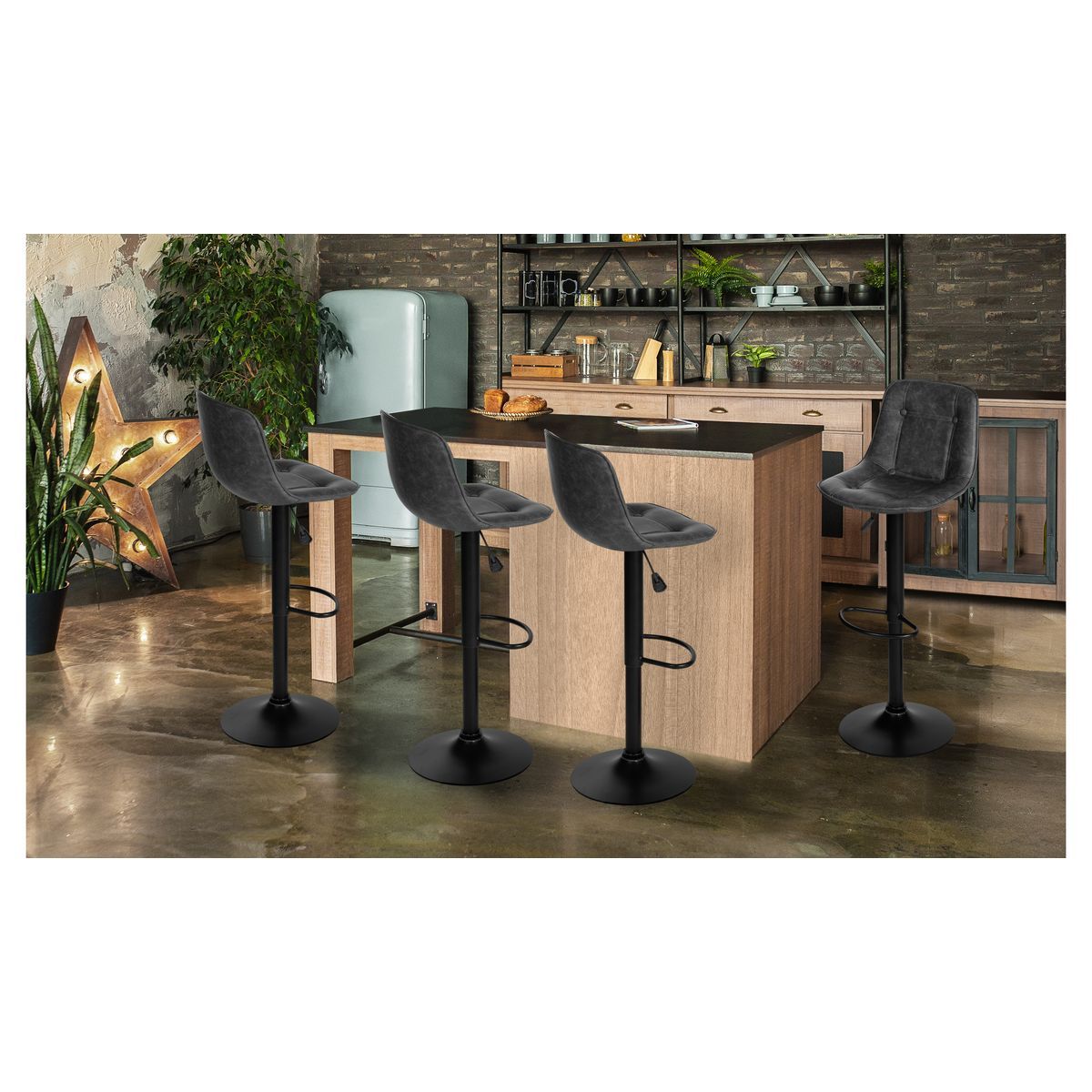 Lot de 4 tabourets de bar ajustables en hauteur MANHATTAN