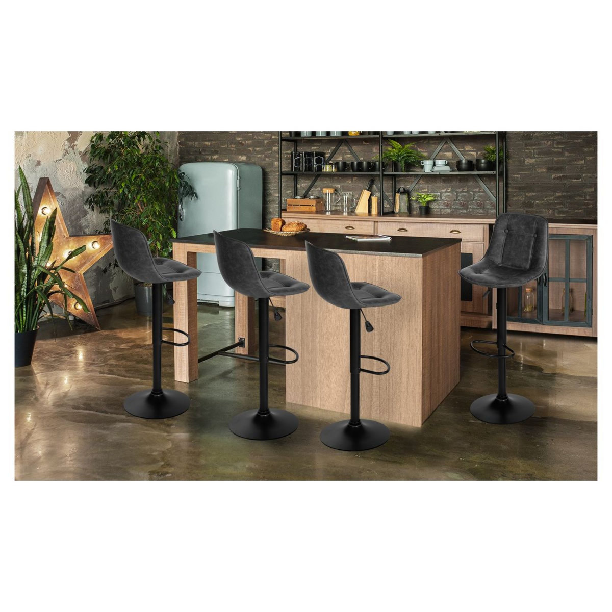 Lot de 4 tabourets de bar ajustables en hauteur MANHATTAN