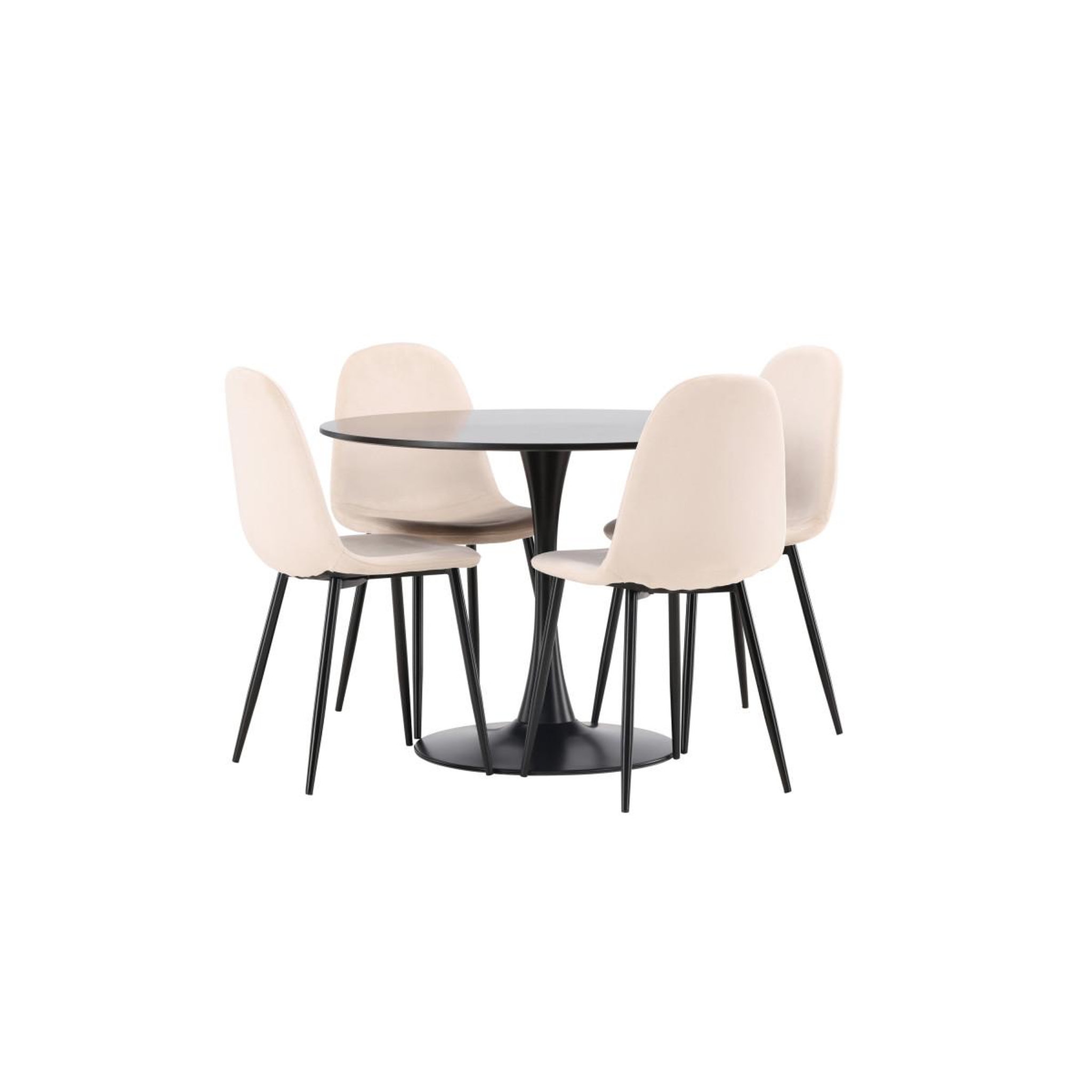 Voir la diapositive 3 : Paris Prix Ensemble table à manger & 4 chaises  glade & polar  100cm noir & beige