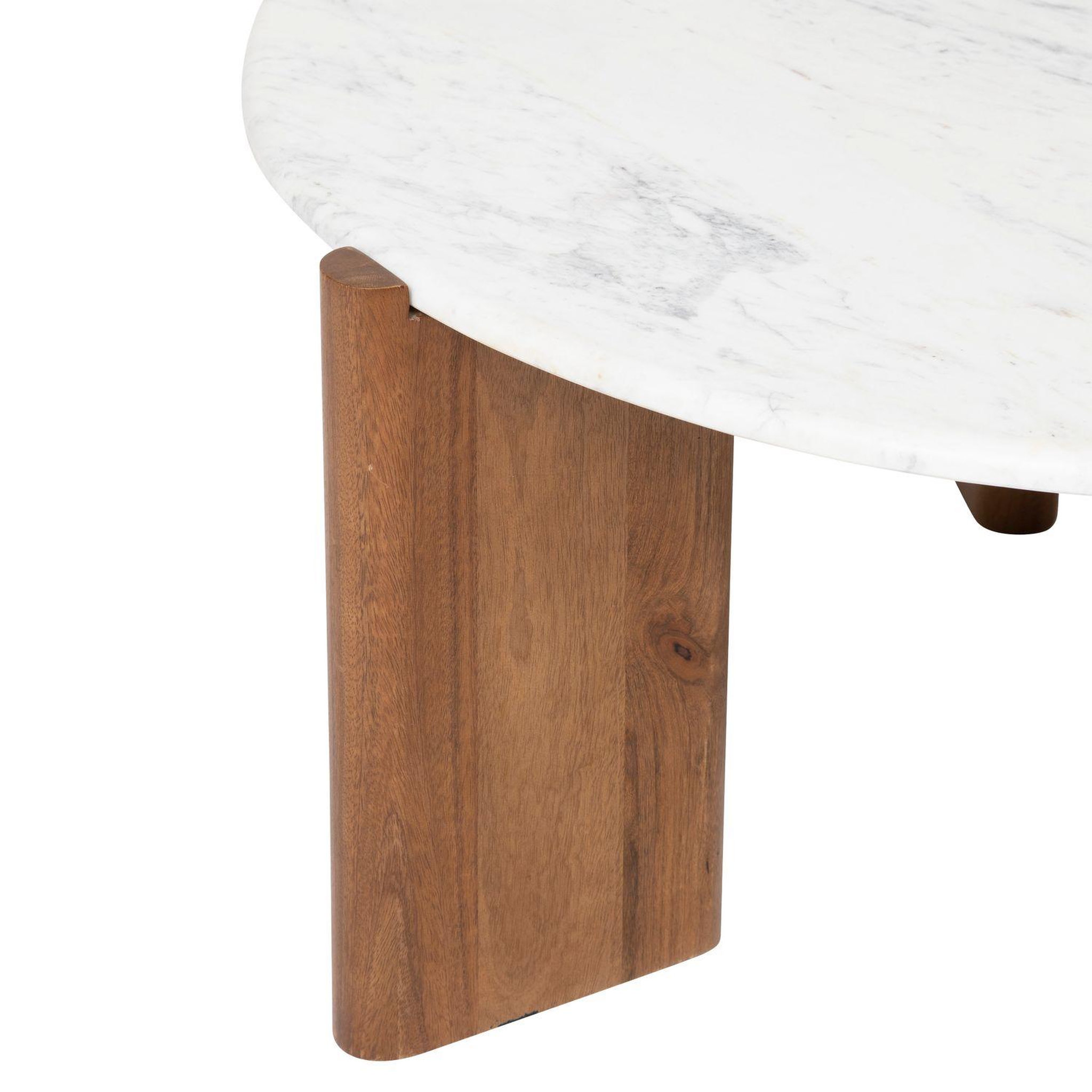 Voir la diapositive 3 : ATMOSPHERA Table basse ronde en marbre et bois massif nanda - blanc