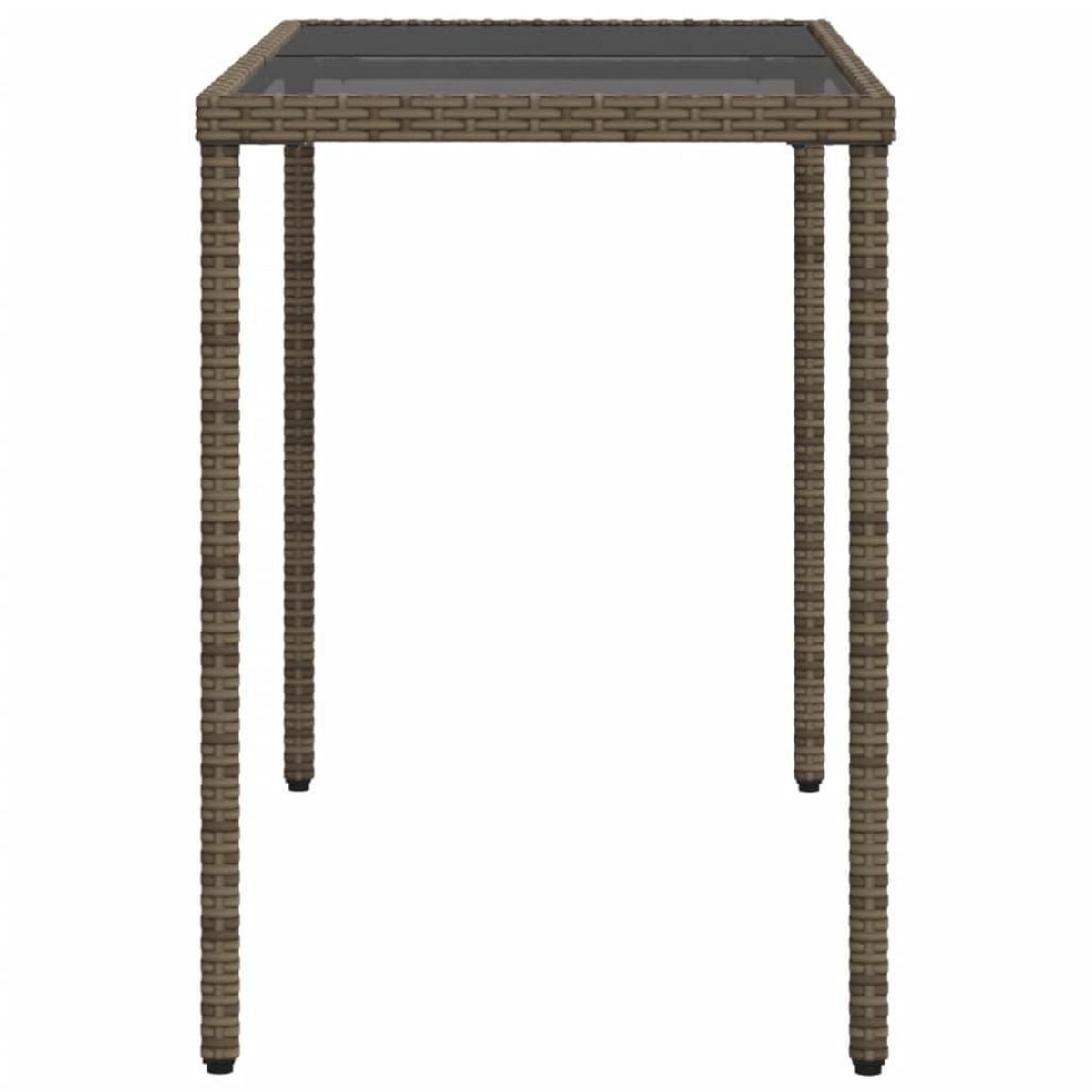 VIDAXL Table de jardin dessus en verre gris 115x54x74cm resine tressee