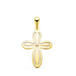 L'ATELIER D'AZUR Pendentif - Médaille Croix Or 18 Carats 750 Jaune et Nacre - Chaine Offerte