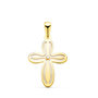 Voir la diapositive 1 : L'ATELIER D'AZUR Pendentif - Médaille Croix Or 18 Carats 750 Jaune et Nacre - Chaine Offerte