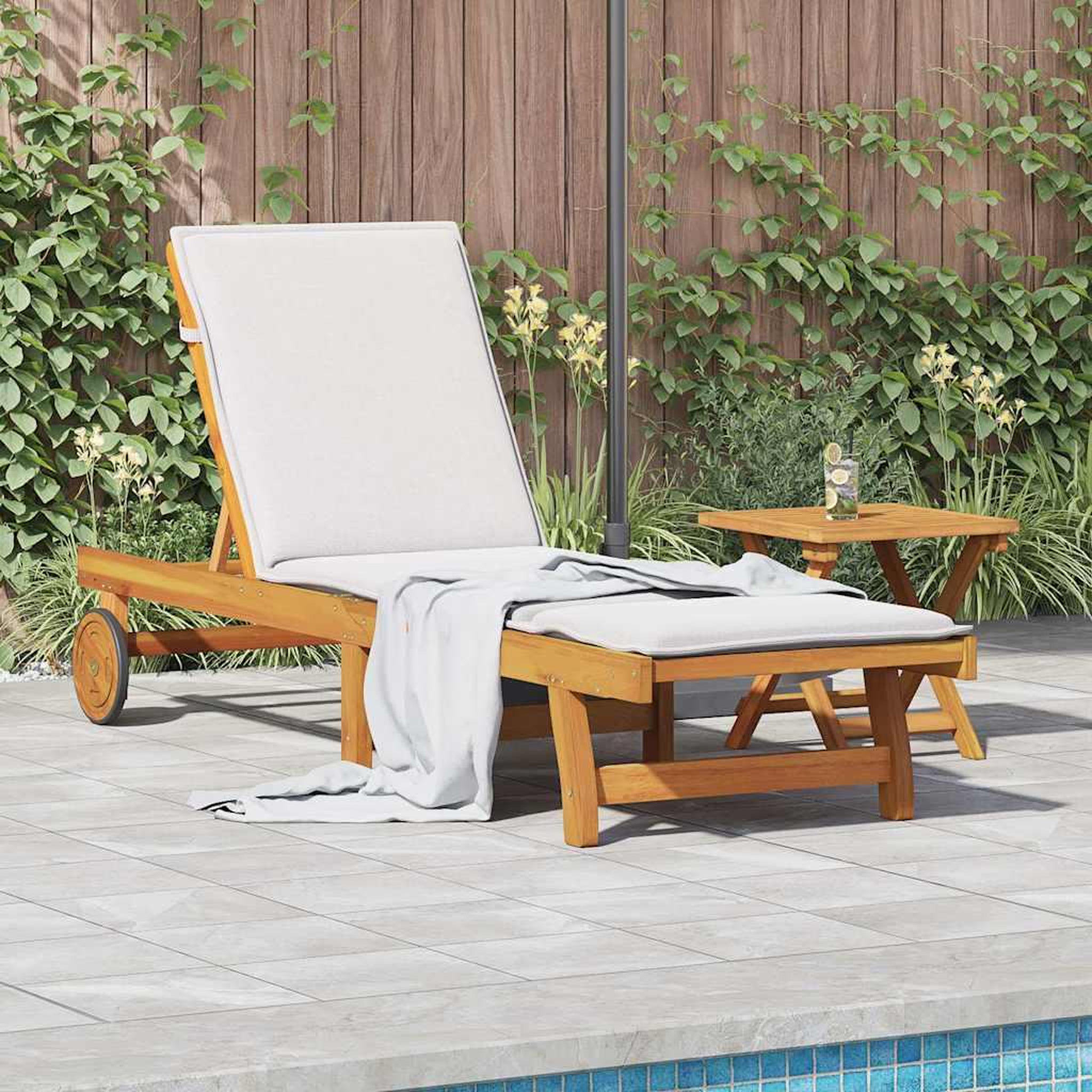 VIDAXL Chaise longue avec table bois massif d'acacia