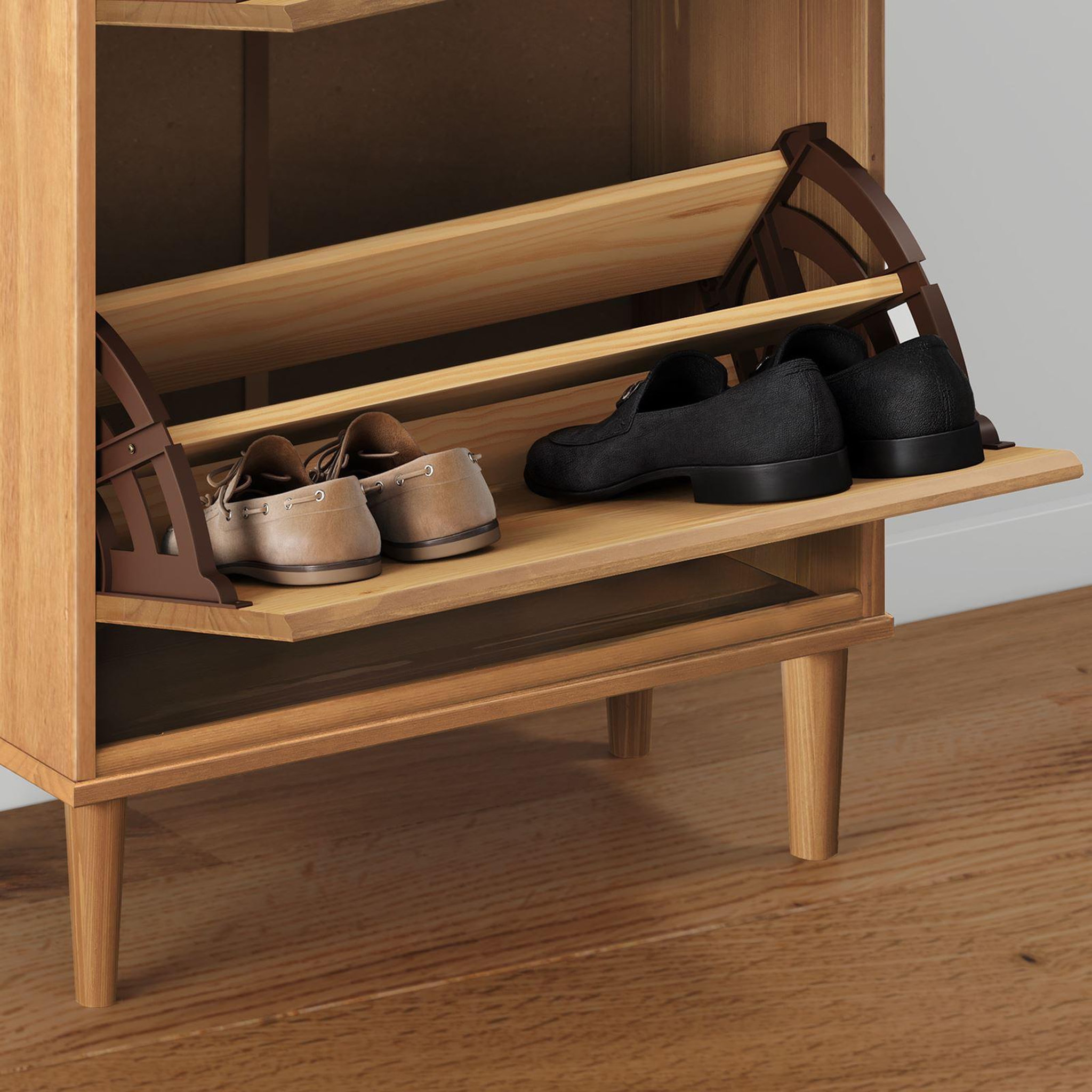 Voir la diapositive 6 : IDIMEX Meuble à chaussures entrée mikka en bois massif