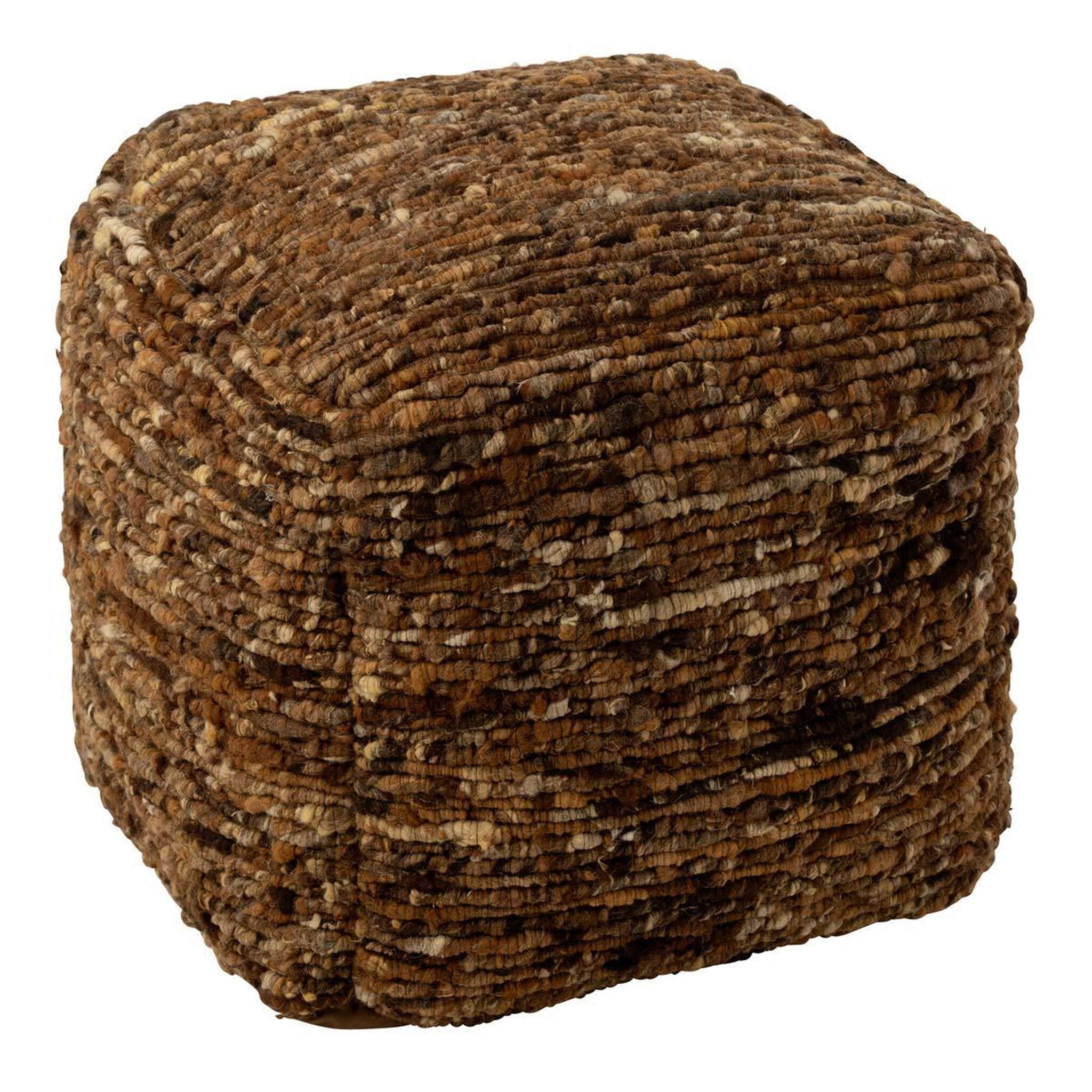 J-LINE Pouf Tissé en Laine  Wild  45cm Marron