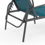 Voir la diapositive 5 : ID MARKET Lot de 2 transats de jardin inclinables FIDJI en acier gris anthracite et toile bleu canard