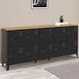 Voir la diapositive 2 : ID MARKET Buffet casier 180cm ESTER 10 portes en métal noir plateau bois design industriel