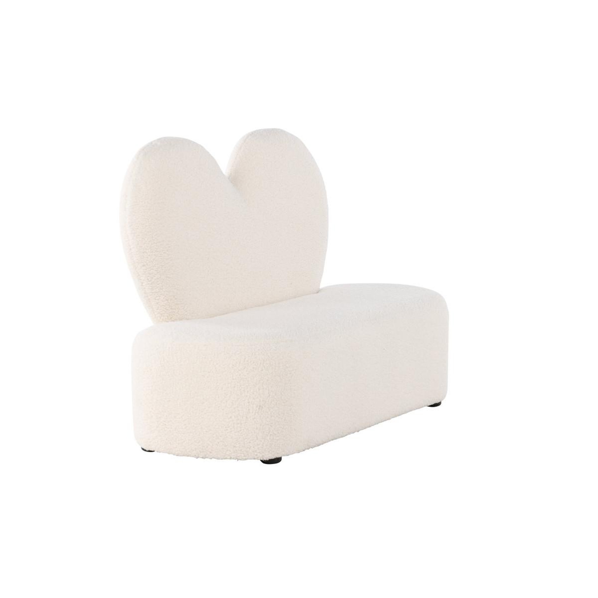 Voir la diapositive 4 : Paris Prix Canapé enfant en tissu bouclé  cœur  99cm blanc