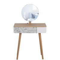 HOMCOM Coiffeuse Table de Maquillage avec Tabouret Design Contemporain 1  Tiroir Miroir Escamotable 3 Casiers Rangement Blanc 80L x 40l 79H cm 