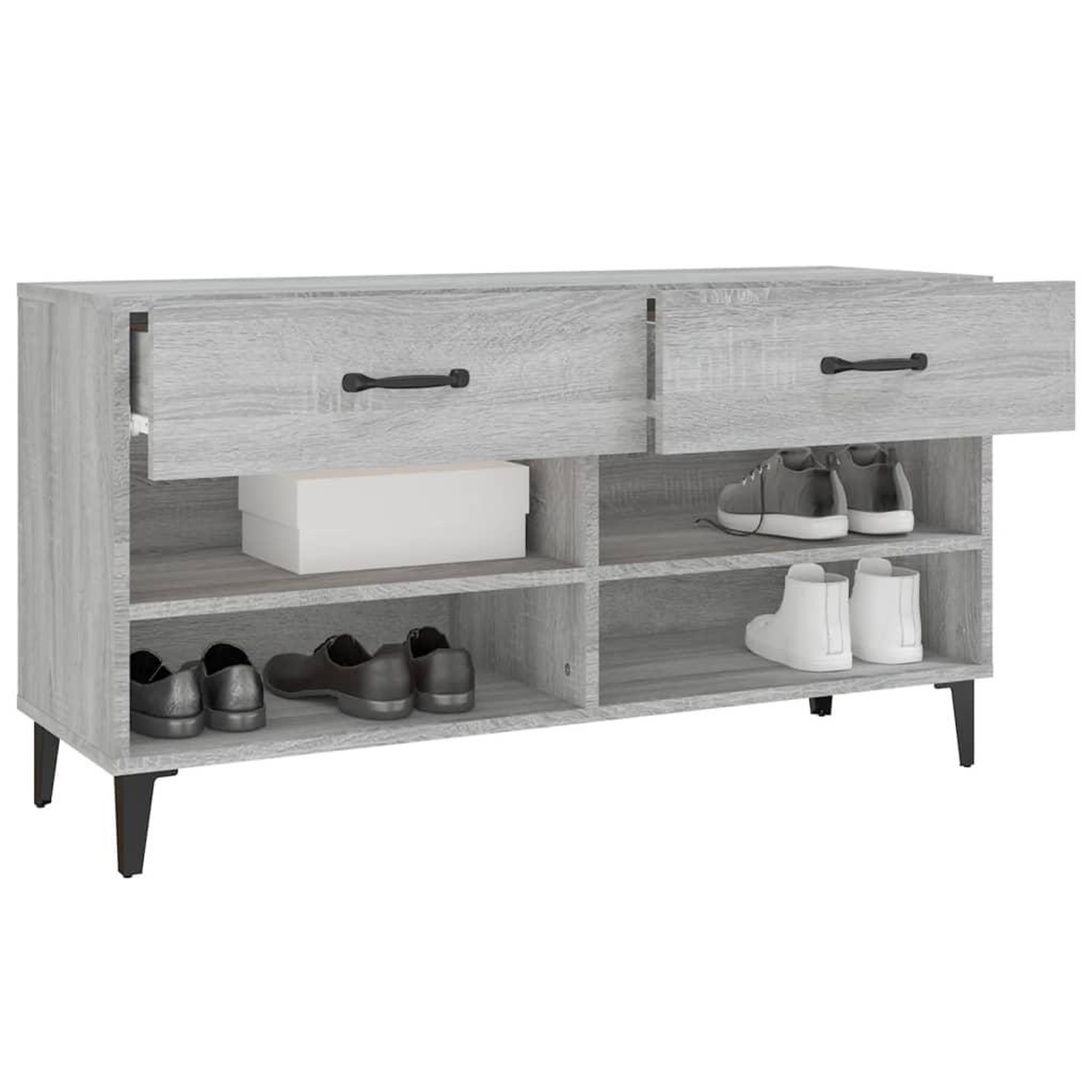 Voir la diapositive 5 : VIDAXL Meuble a chaussures sonoma gris 102x35x55 cm bois d'ingenierie