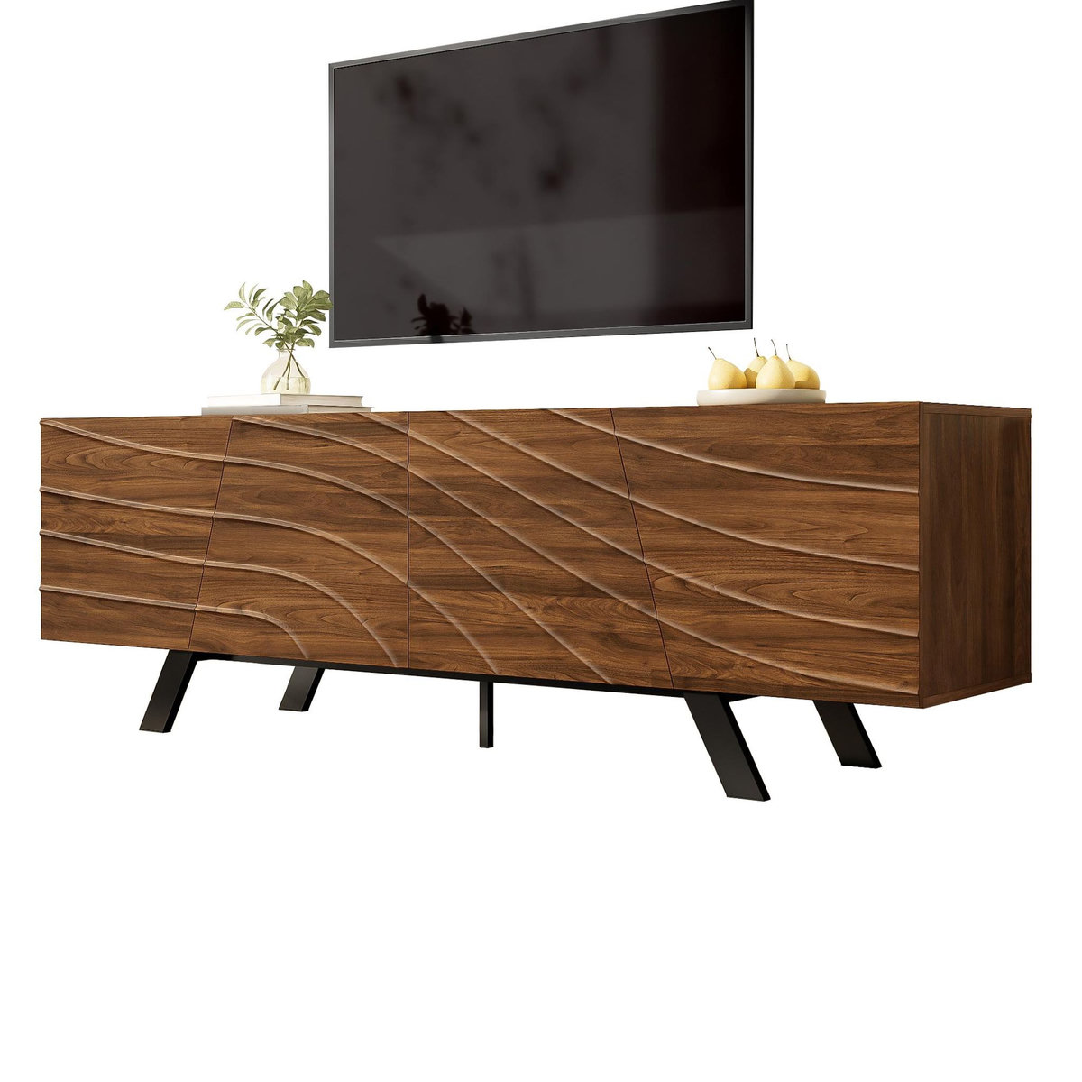 MERAX Meuble tv noyer 160 cm mdf