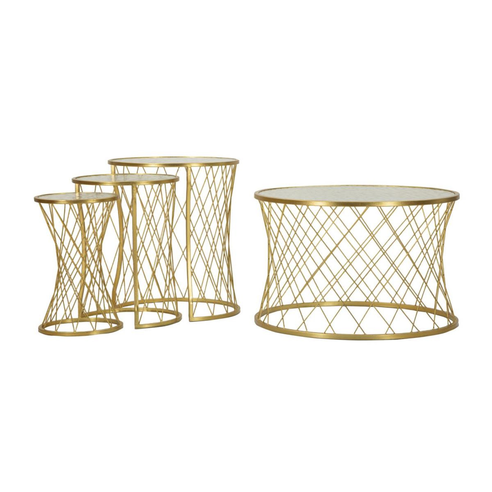 Voir la diapositive 2 : Paris Prix Lot de 4 Tables d'Appoint Design  Noah  70cm Or