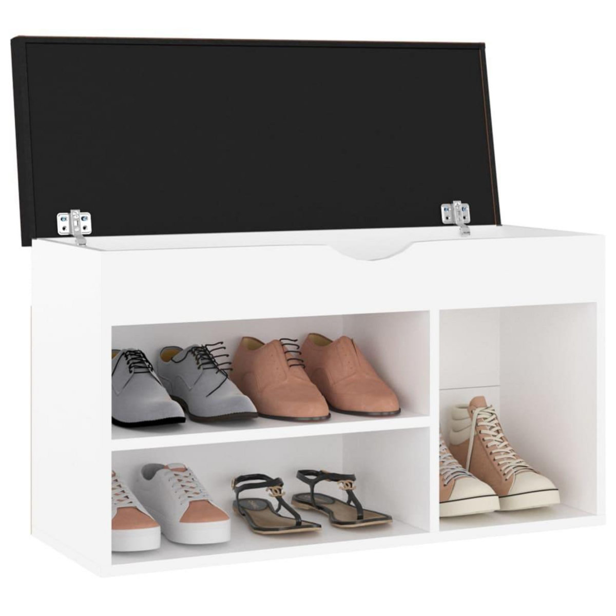 VIDAXL Banc a chaussures avec coussin Blanc Bois d'ingenierie
