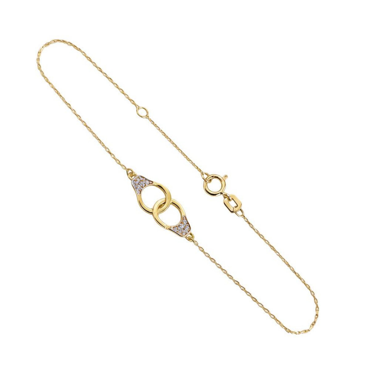 L'ATELIER D'AZUR Bracelet Or Jaune - Motif Menottes Pavées de Zirconiums - Femme