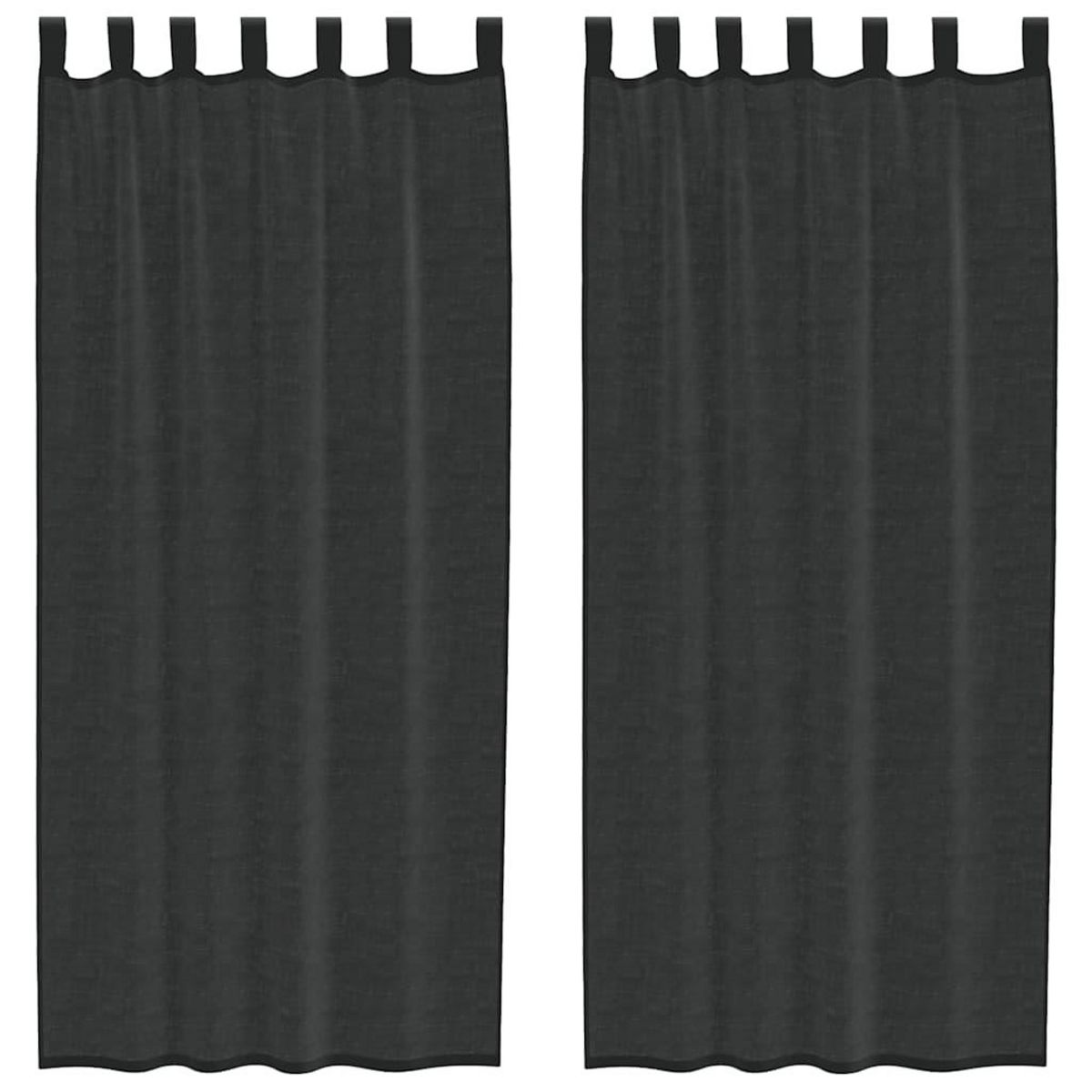 VIDAXL Rideaux en voile avec passe-tringle 2 pcs noir