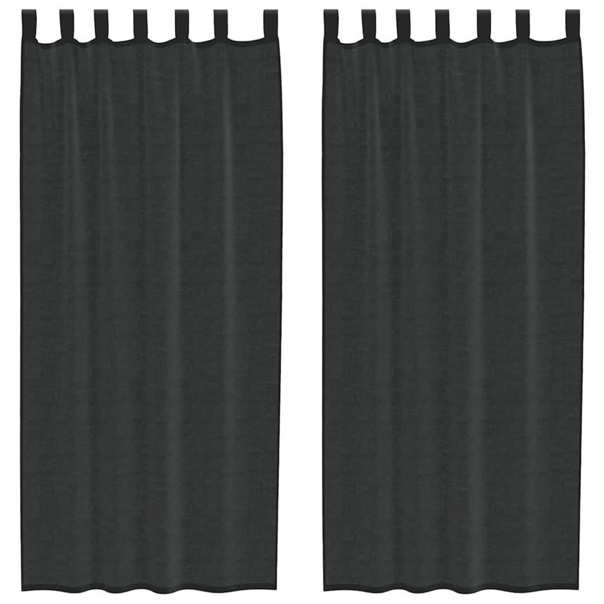VIDAXL Rideaux en voile avec passe-tringle 2 pcs noir