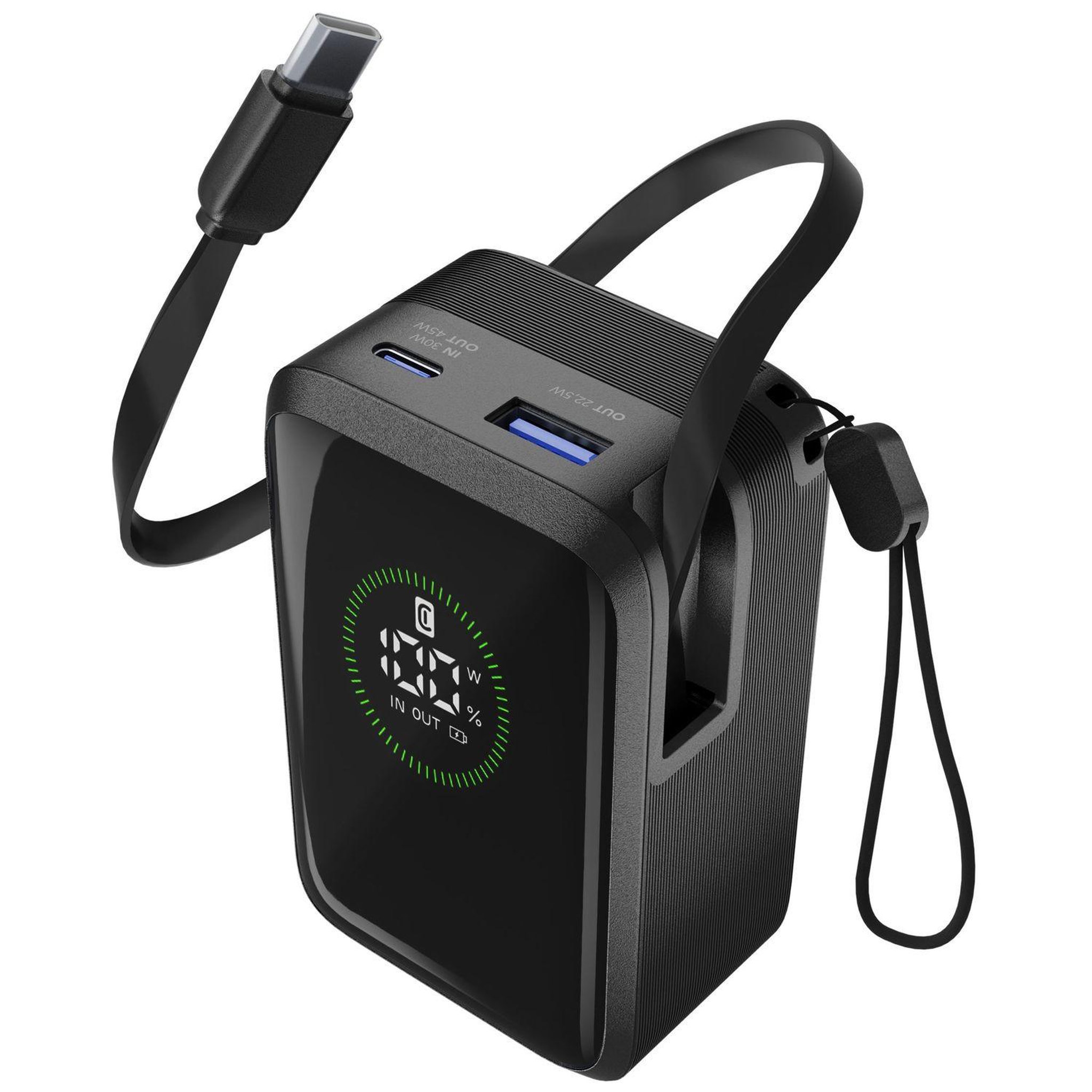 Voir la diapositive 2 : CELLULAR LINE Cellularline power bank roller 10000 power bank de 10 000 mah avec une puissance de sortie jusqu'à 45w. Grâce au câble usb‑c intégré et à l'écran lcd, il offre des recharges rapides, pratiques et toujours sous contrôle pour smartphones, tablettes et...