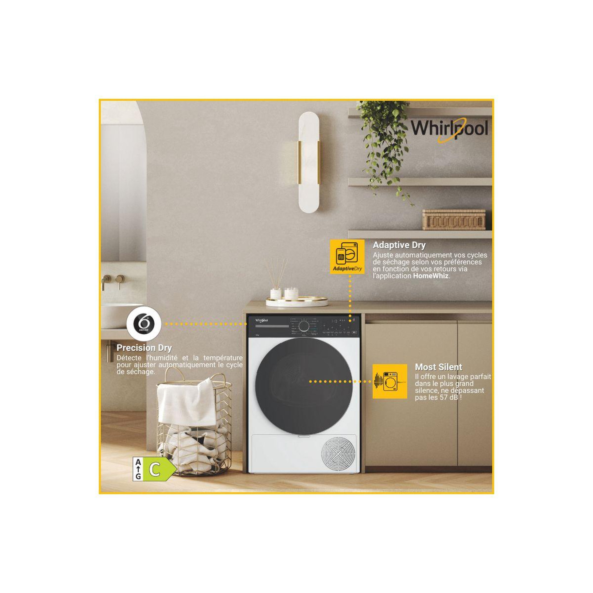 Voir la diapositive 5 : Whirlpool Sèche linge pompe à chaleur cwd104mwbsfrx