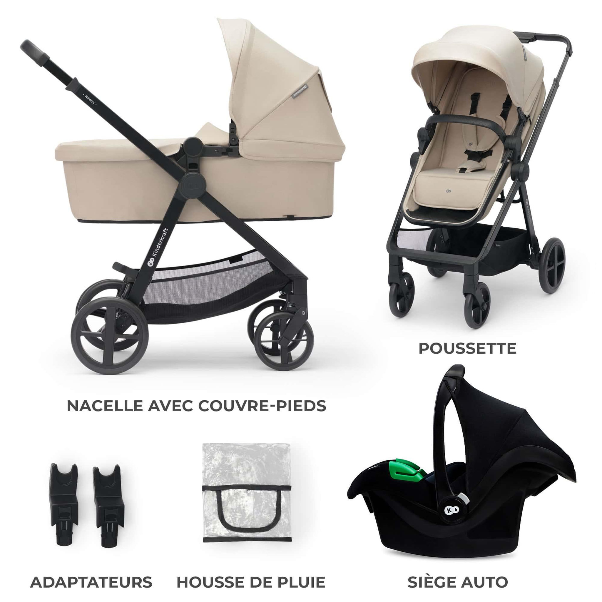 Voir la diapositive 2 : KINDERKRAFT Poussette trio newly pratique et confortable