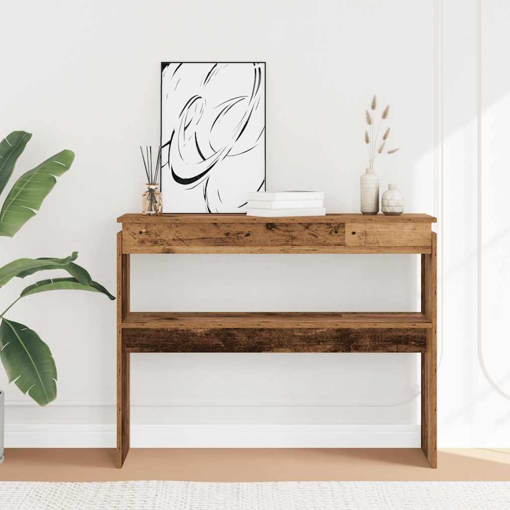 Voir la diapositive 3 : VIDAXL Table console vieux bois 80x30x102 cm bois d'ingenierie
