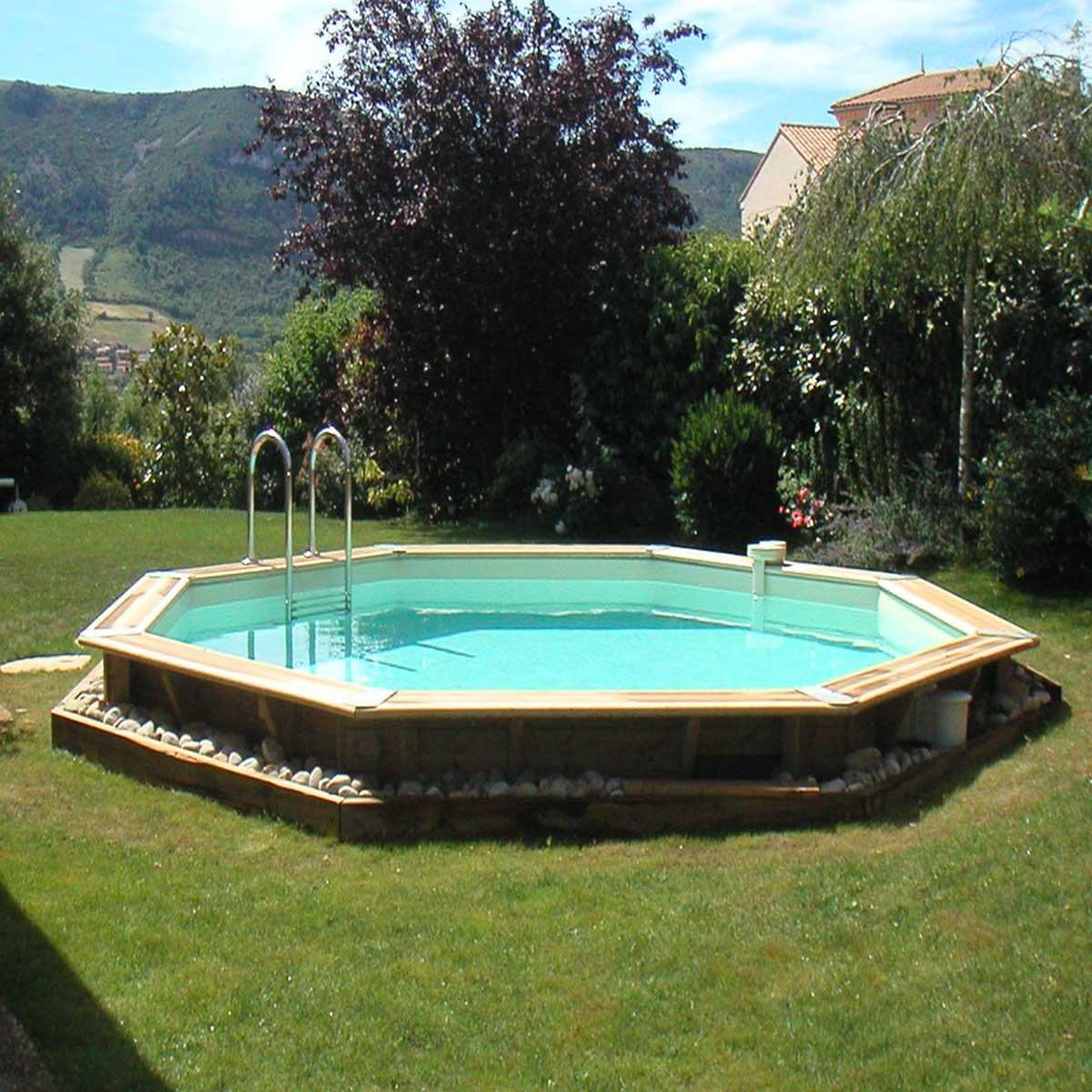 Voir la diapositive 2 : Ubbink Piscine bois Océa 5,80 x 1,30 m - Liner gris - Ubbink