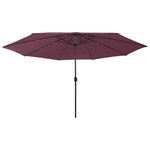 VIDAXL Parasol de jardin avec lumieres LED mat en metal rouge bordeaux