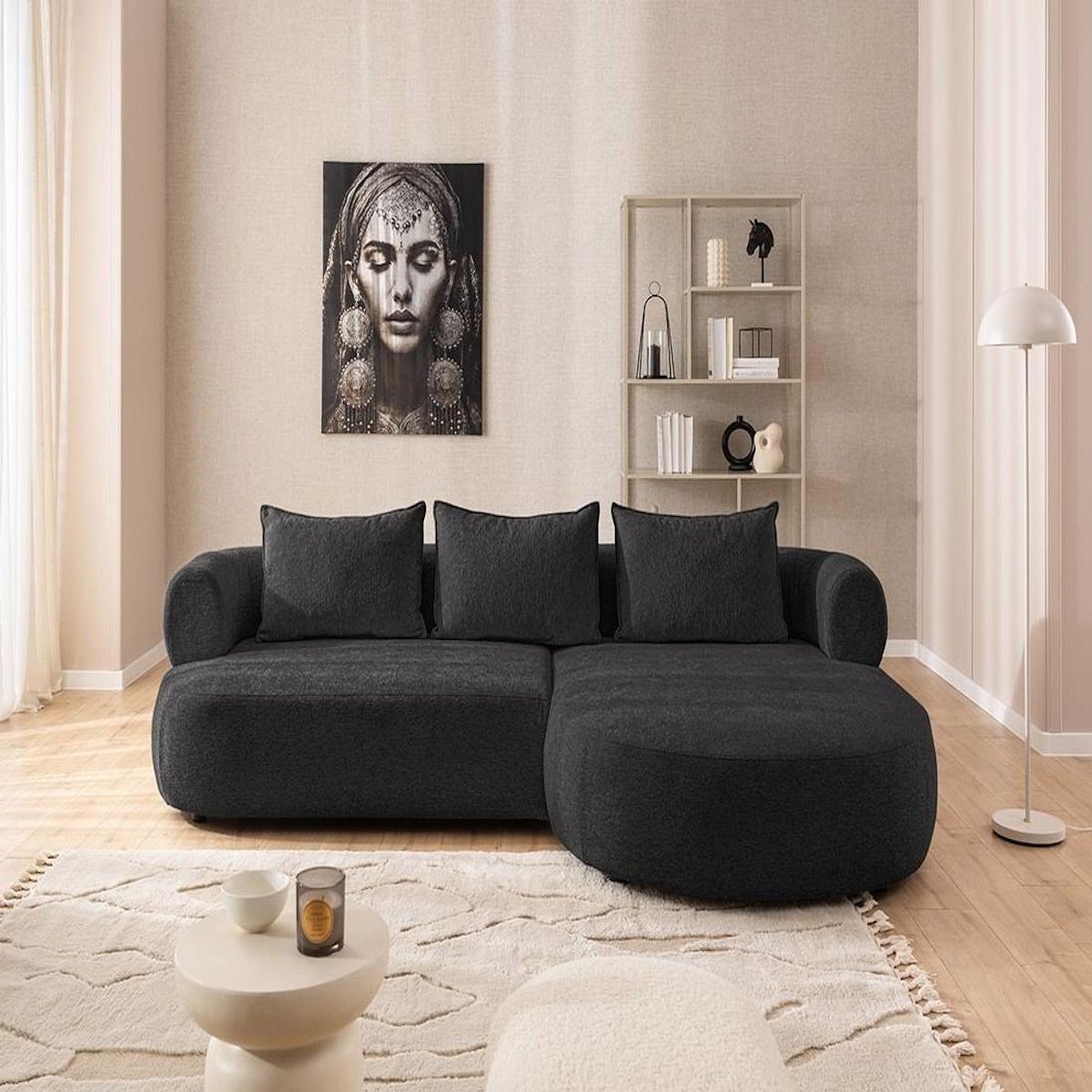 LISA DESIGN Angela - canapé d'angle droit 4 places en velours texturé