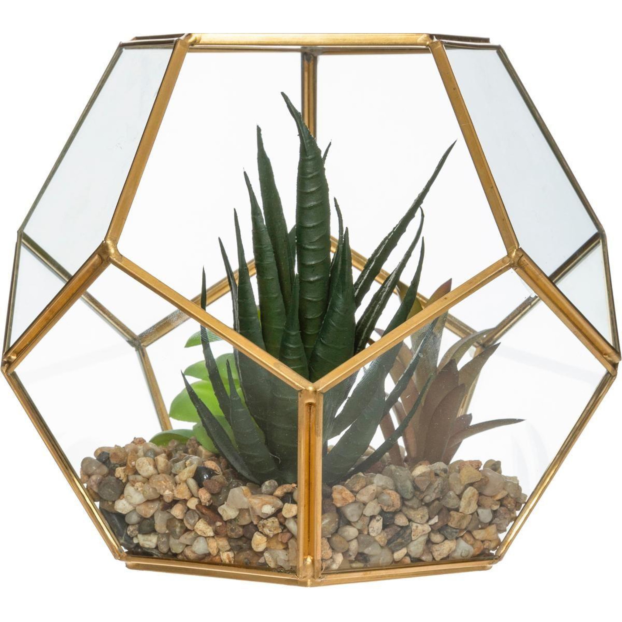 Voir la diapositive 2 : ATMOSPHERA Plante artificielle & terrarium déco  julie  17cm or