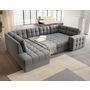 Voir la diapositive 2 : BEST MOBILIER Nappa - canapé panoramique d'angle droit 7 places convertible avec coffre en velours