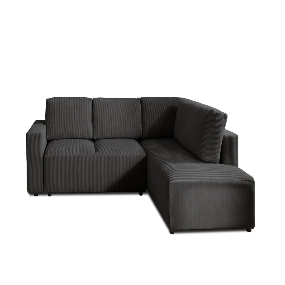 LISA DESIGN Livy - canapé d'angle convertible - avec coffre - en velours côtelé - 5 places - droit