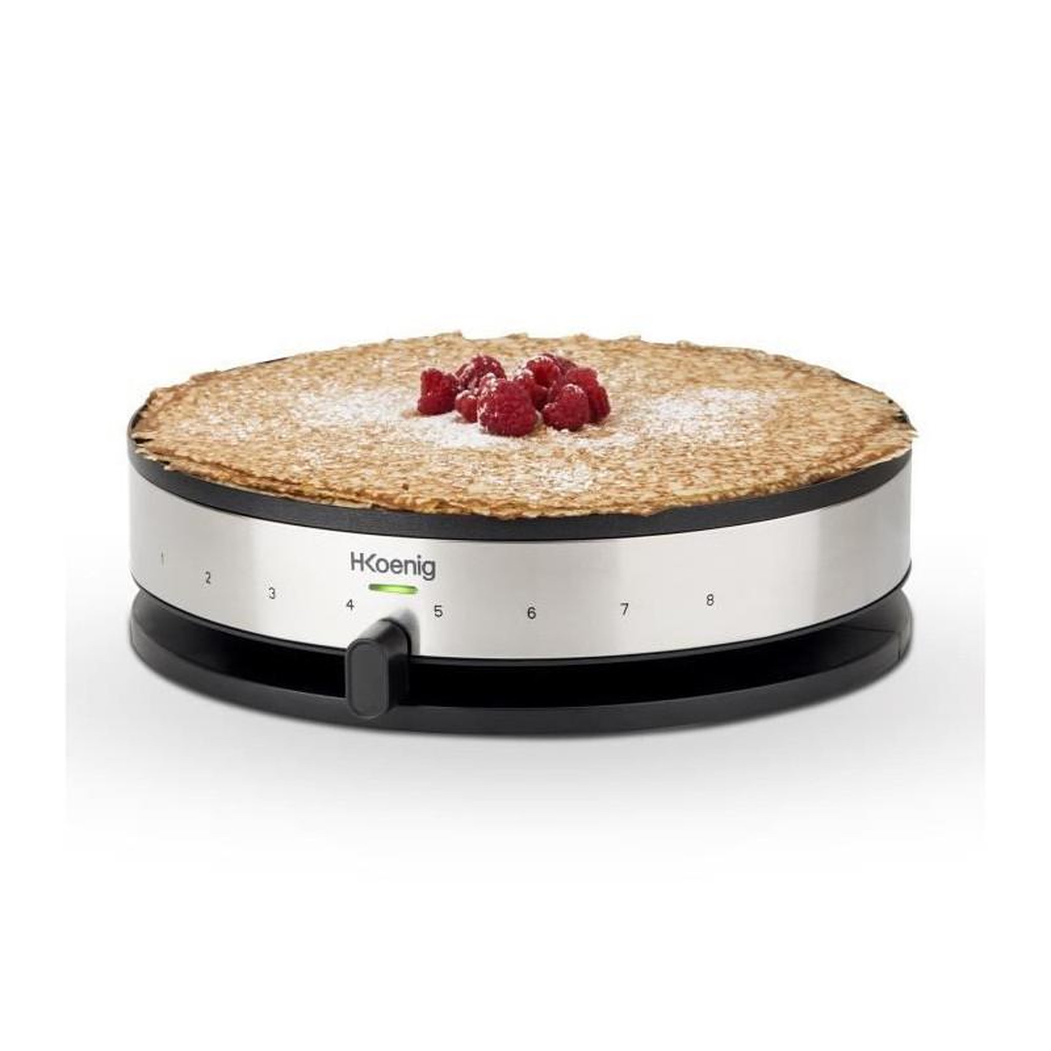 Voir la diapositive 3 : HKOENIG HKoeNIG KREP29 Crepiere 33cm - Temperature jusqua 230?C - 1300W - Revetement anti-adhesif - Temoin de chauffe - Bandeau Inox