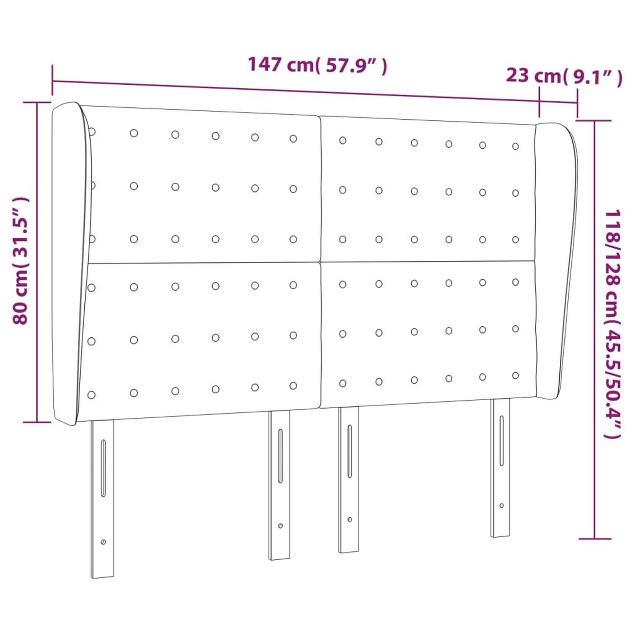 Voir la diapositive 6 : VIDAXL Tete de lit avec oreilles Marron fonce 147x23x118/128 cm Tissu