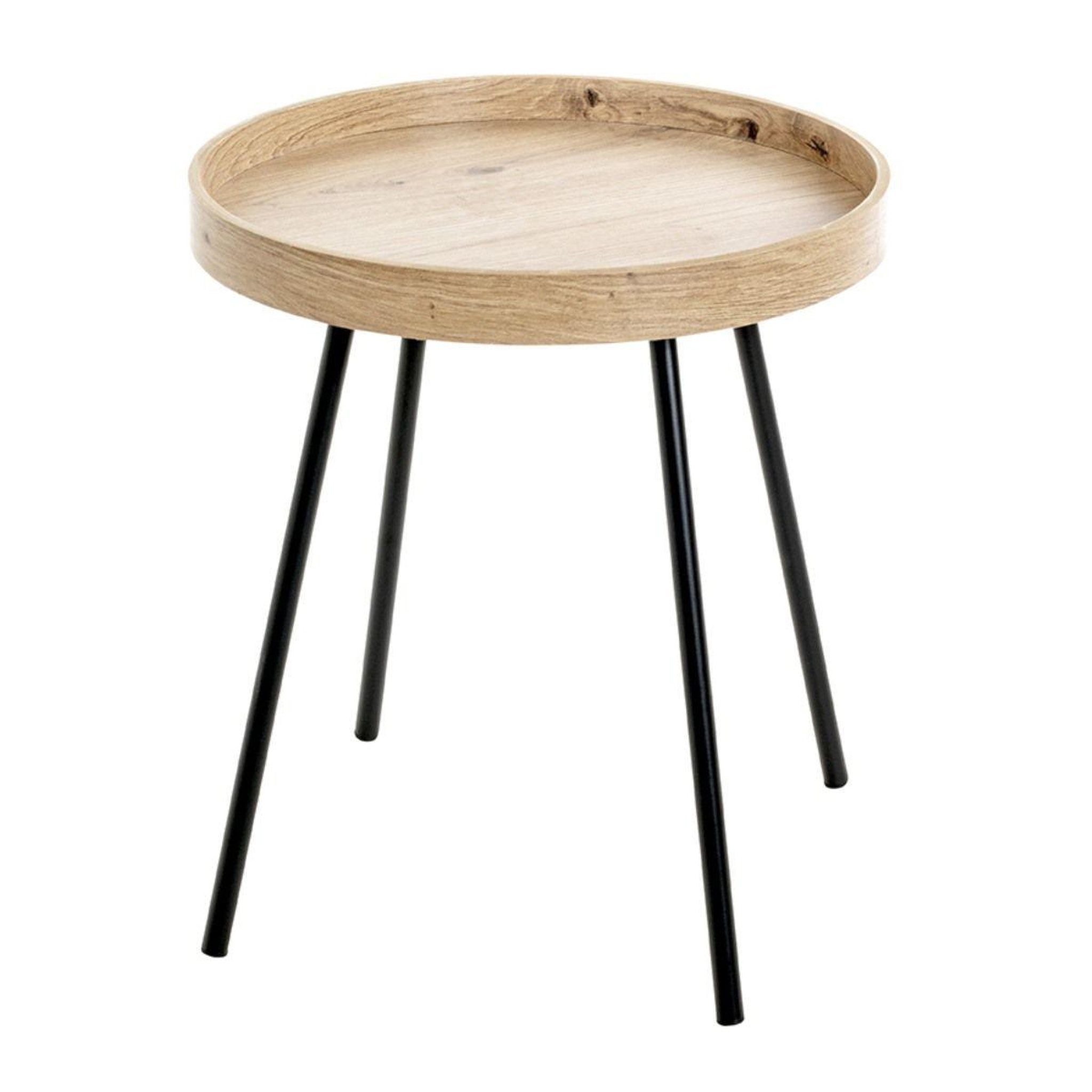 Paris Prix Table d'appoint avec rebord  miranda  45cm chêne & noir