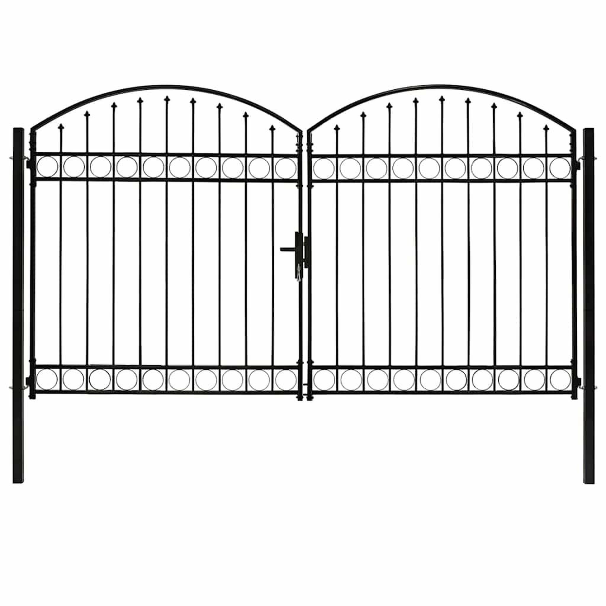 Voir la diapositive 2 : VIDAXL Portail de cloture assen a double porte avec arc en haut en acier 300x200 cm