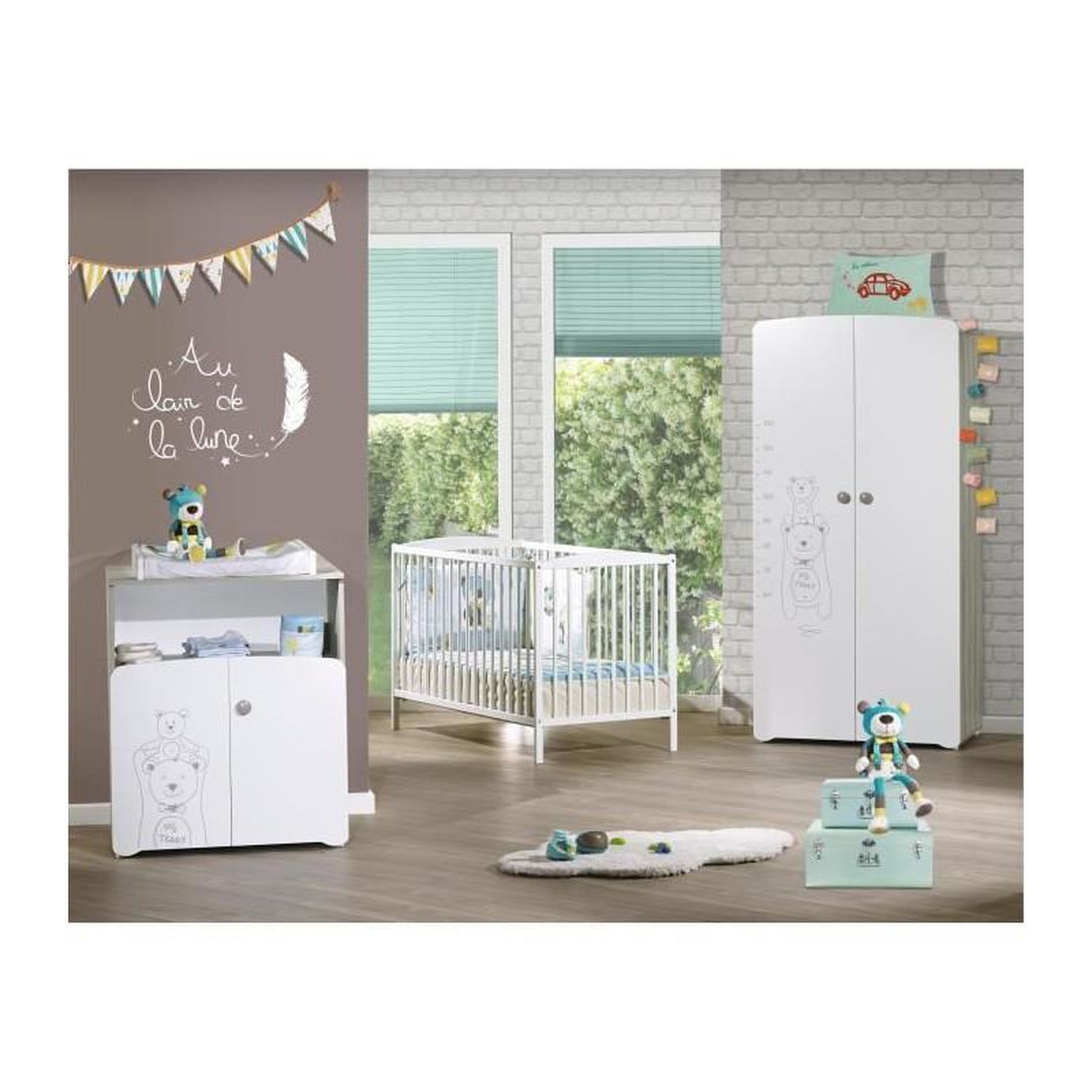 Voir la diapositive 3 : BABY PRICE BABYPRICE Commode a langer 2 portes TEDDY