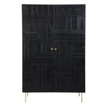 Rendez vous déco Armoire gravée en bois noir et métal doré-Chimane