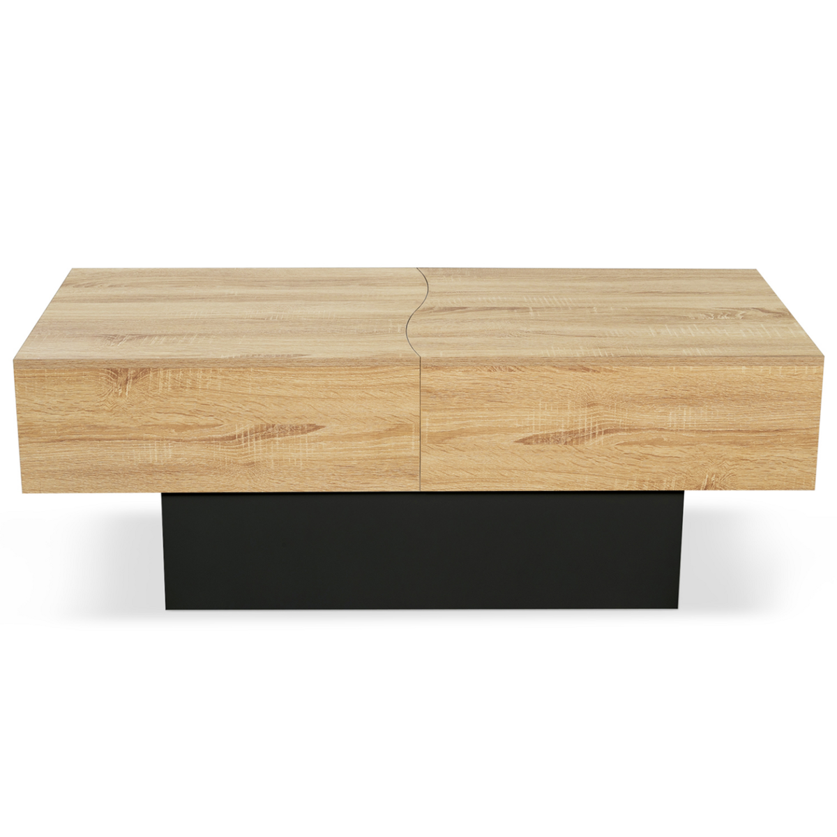 ID MARKET Table basse coulissante rectangulaire MARTA bois noir et imitation hêtre