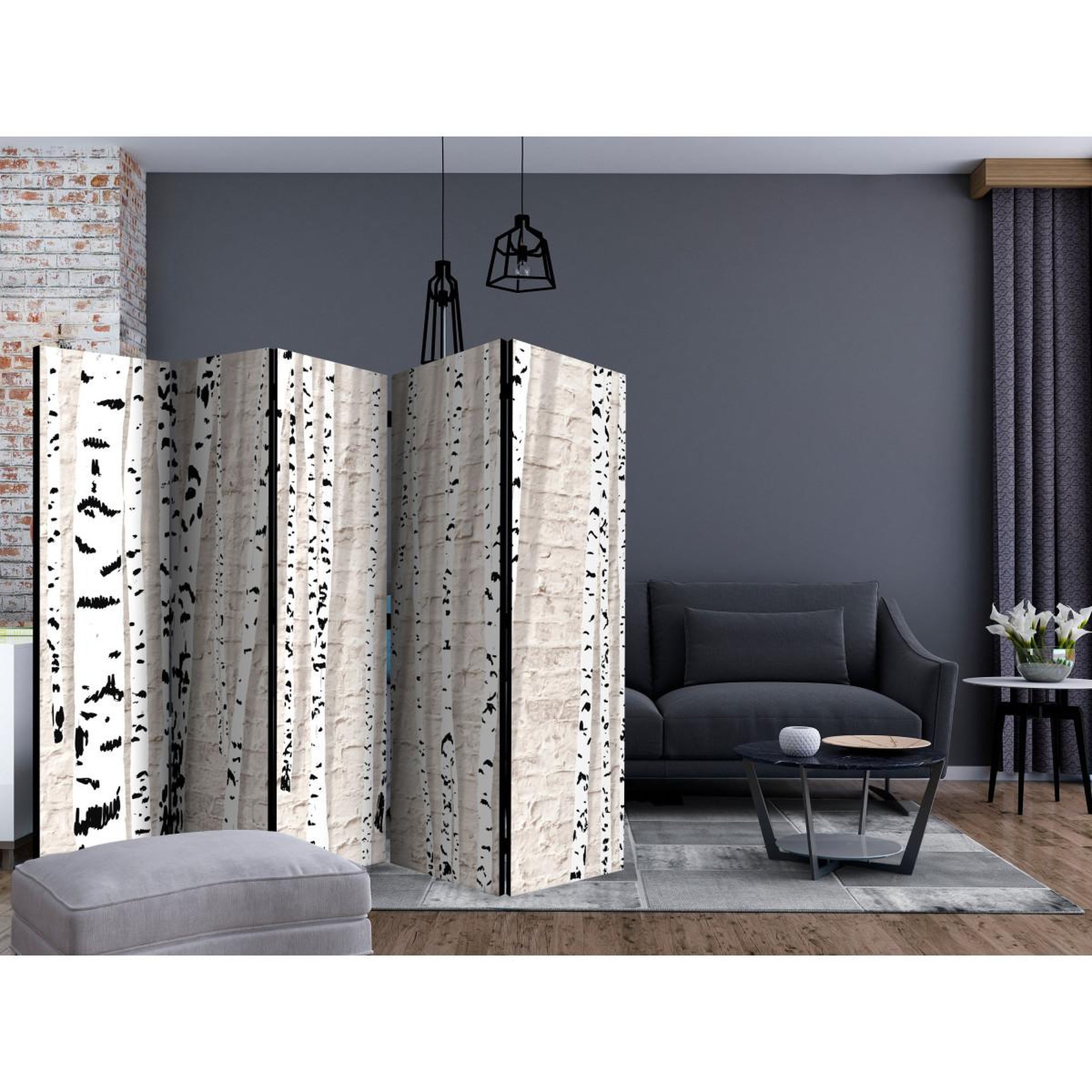 Voir la diapositive 2 : Paris Prix Paravent 5 volets  birchen grove  172x225cm