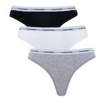 CALVIN KLEIN JEANS X3 Strings Noir/Blanc/ Femme Calvin Klein Thong. Coloris disponibles : Gris