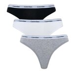 CALVIN KLEIN JEANS X3 Strings Noir/Blanc/ Femme Calvin Klein Thong. Coloris disponibles : Gris