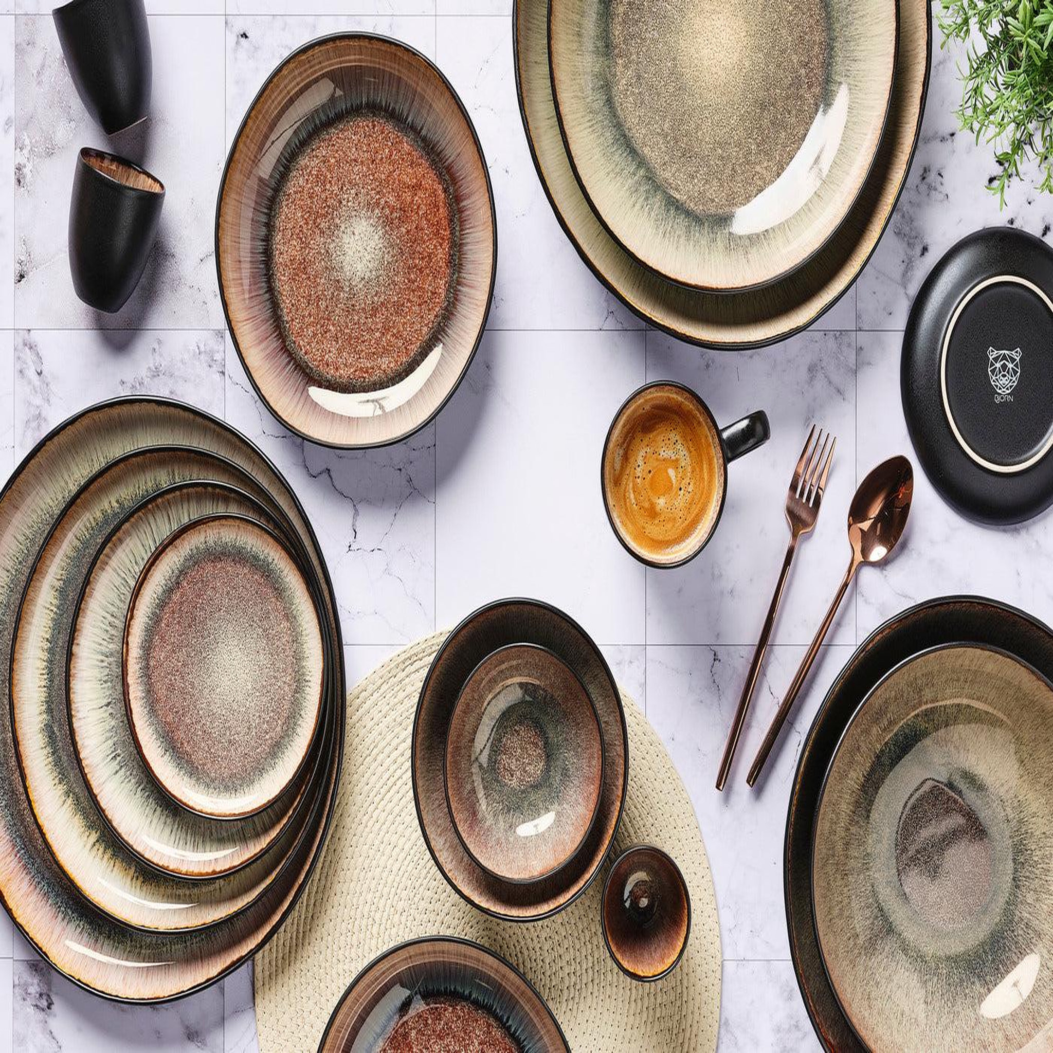 Voir la diapositive 6 : BJORN Assiette iris ø16cm - 6 pièces - marron sauvage